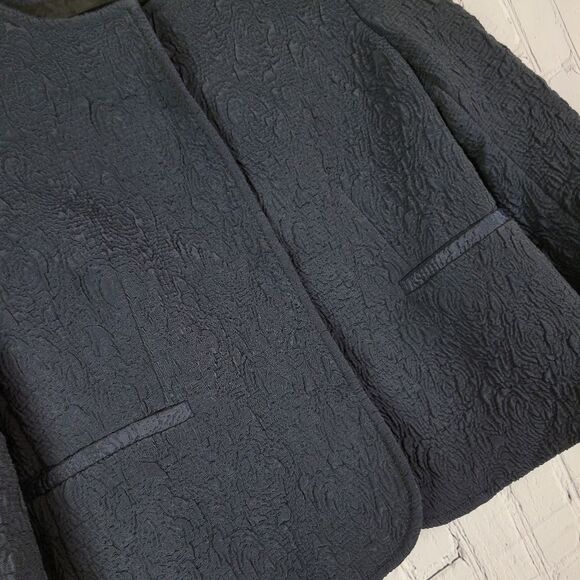 Hache navy blue textured snap front blazer coat top - Picture 6 of 11